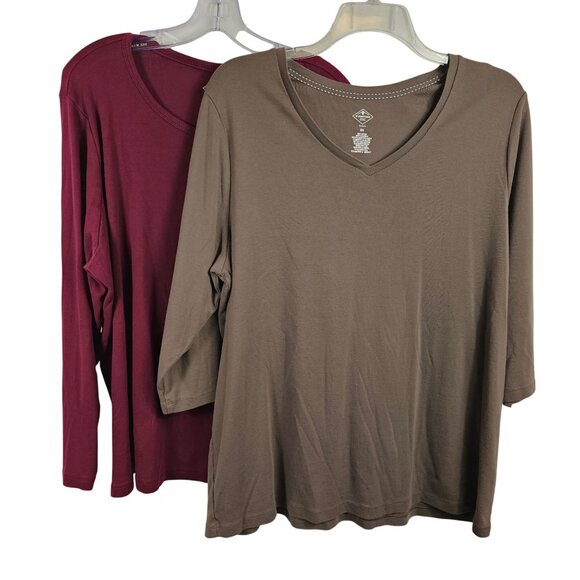 Womens Casual Basic Solid Red Brown City School Office Work St.Johns Bay 2PC 3XL - Picture 2 of 12